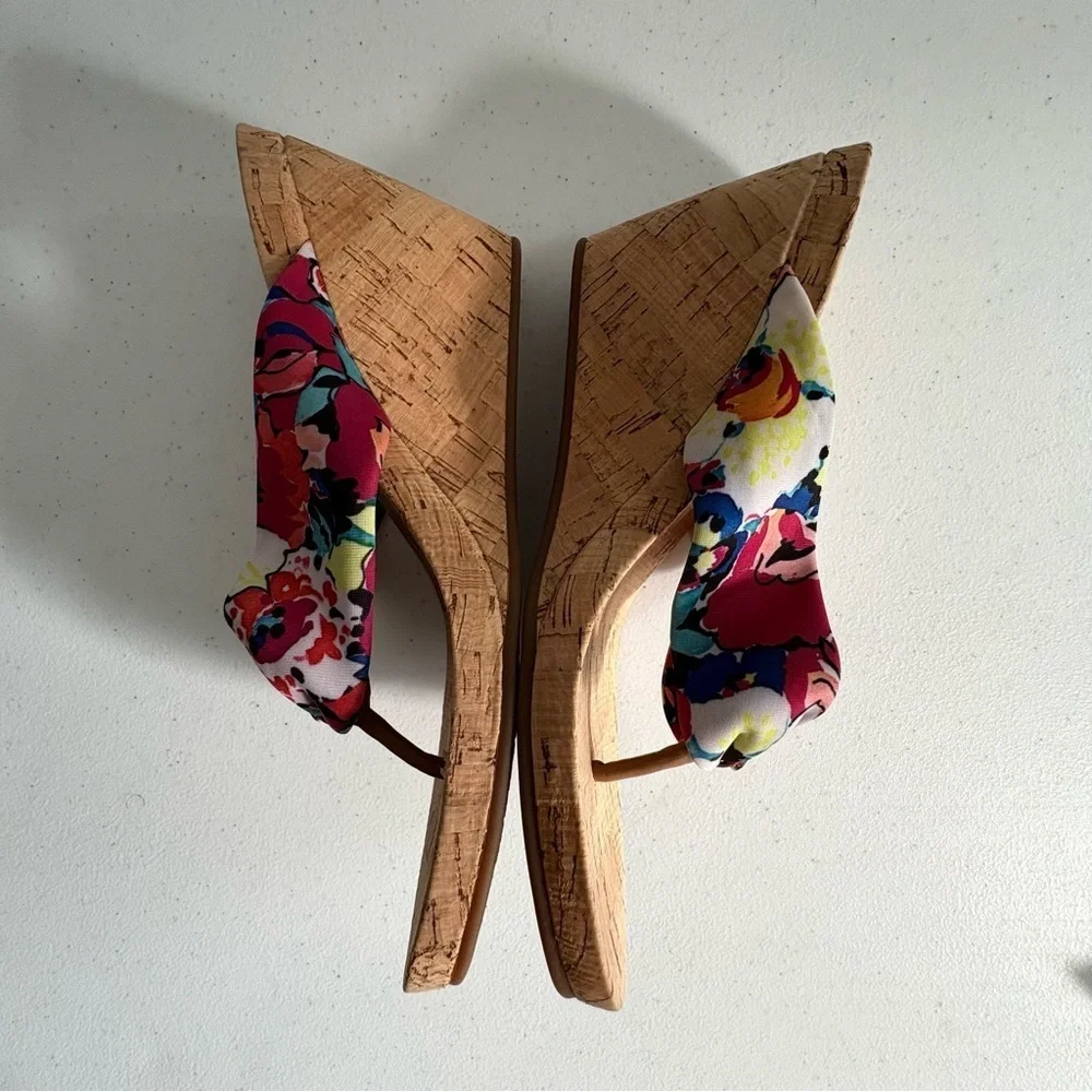 NWT Alex Marie Benita cork wedges maio multi color tropical floral print 8.5